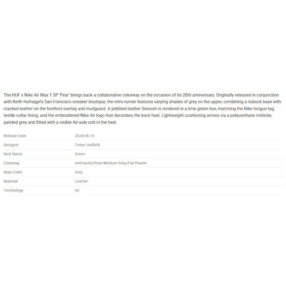 HUF x Air Max 1 SP Green HF3713-002 Nike Men's Shoe Size‎ 5 NEW. RARE / SOLD OUT - Picture 12 of 16